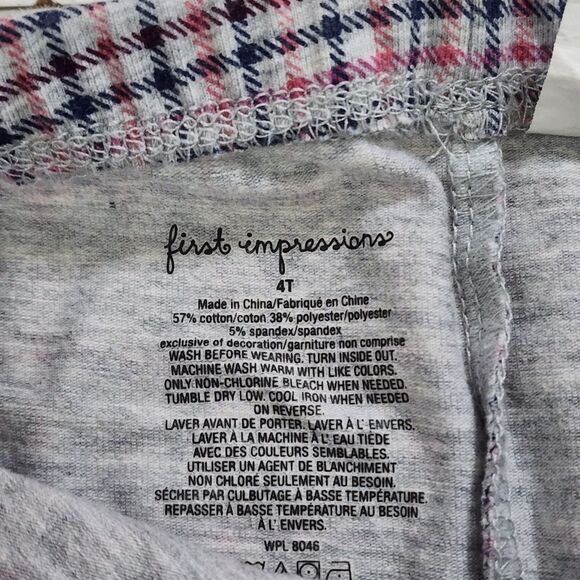 Girls Magenta Pink Navy Blue Plaid Pants Leggings Size 4t - Picture 3 of 3